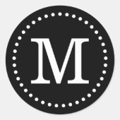 Zwart-wit Custom Monogram Envelope Seal Ronde Sticker (Voorkant)