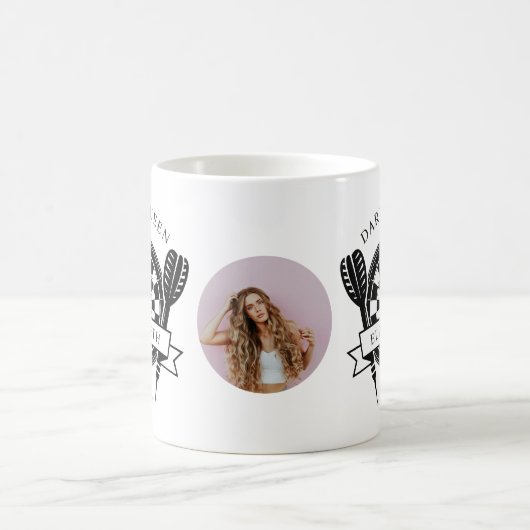 Zwart-wit Custom Name Photo Darts Queen Koffiemok (Center)