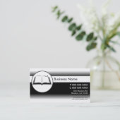 Zwart wit custom open boek visitekaartjes (Staand voorkant)