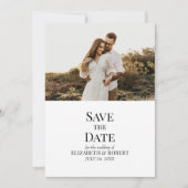 Zwart-wit Custom Photo Save the Date Kaart (Voorkant)