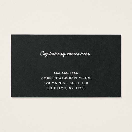 Zwart-wit Custom Photographer Visitekaartje (Achterkant)