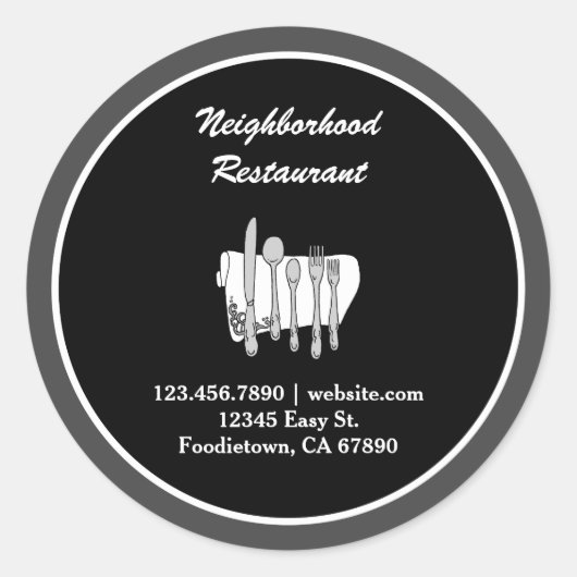 Zwart-wit Custom Restaurant Stickers (Voorkant)