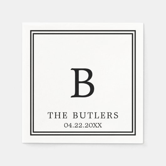Zwart-wit Custom Wedding Cocktail servetten (Voorkant)