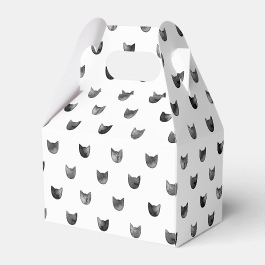 Zwart-wit Cute Cat Patroon Bedankdoosjes (Achterkant)
