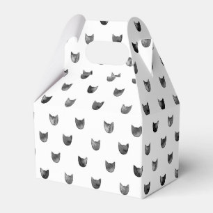 Zwart-wit Cute Cat Patroon Bedankdoosjes
