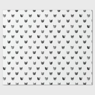 Zwart-wit Cute Cat Patroon Cadeaupapier