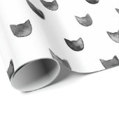 Zwart-wit Cute Cat Patroon Cadeaupapier (Rol Hoek)