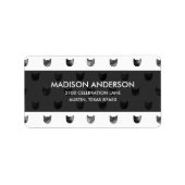 Zwart-wit Cute Cat Patroon Etiket (Voorkant)