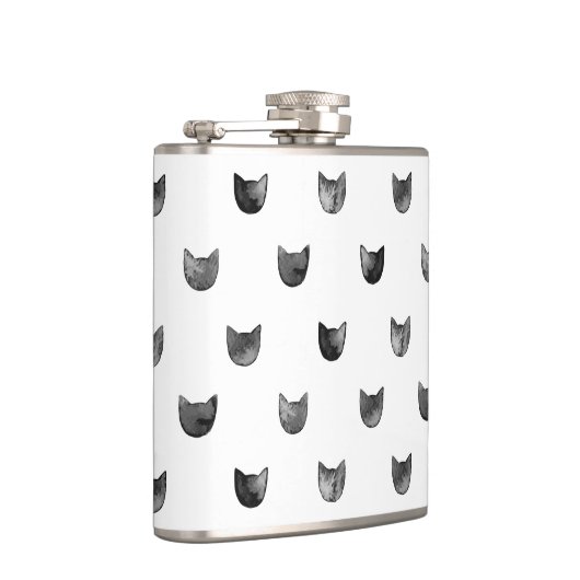 Zwart-wit Cute Cat Patroon Heupfles (Rechts)