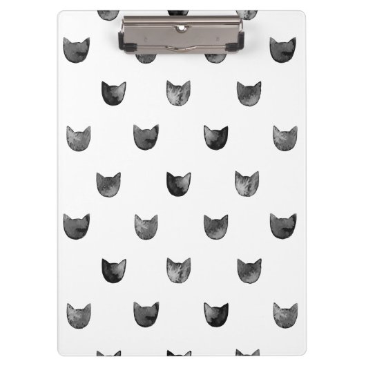 Zwart-wit Cute Cat Patroon Klembord (Voorkant)