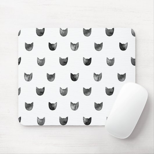 Zwart-wit Cute Cat Patroon Muismat (Met muis)