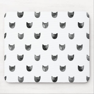 Zwart-wit Cute Cat Patroon Muismat