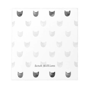 Zwart-wit Cute Cat Patroon Notitieblok