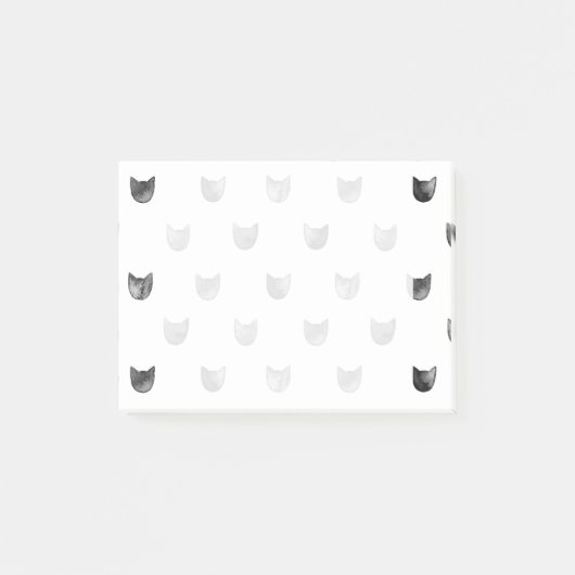 Zwart-wit Cute Cat Patroon Post-it® Notes (Voorkant)