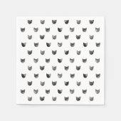 Zwart-wit Cute Cat Patroon Servetten (Voorkant)