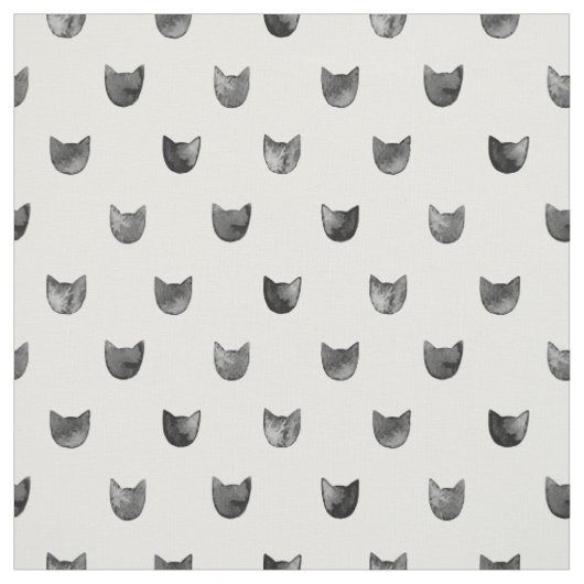 Zwart-wit Cute Cat Patroon Stof (Swatch)