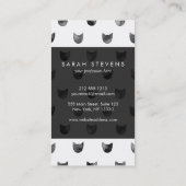 Zwart-wit Cute Cat Patroon Visitekaartje (Achterkant)