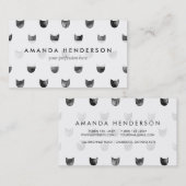 Zwart-wit Cute Cat Patroon Visitekaartje (Voorkant / Achterkant)