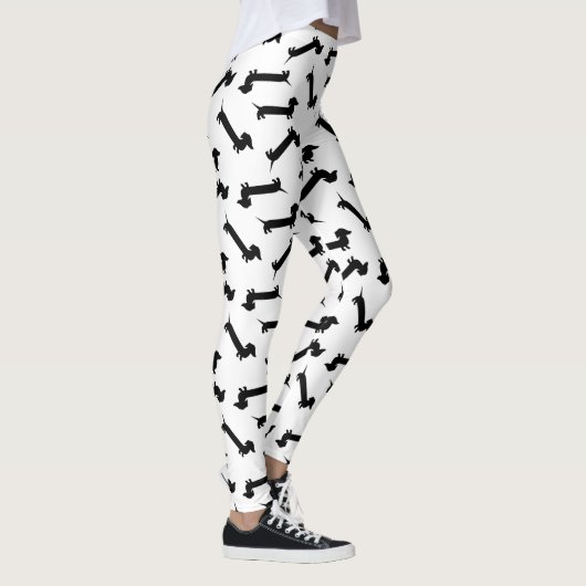 Zwart-wit Dachshund-patroon Leggings (Rechts)