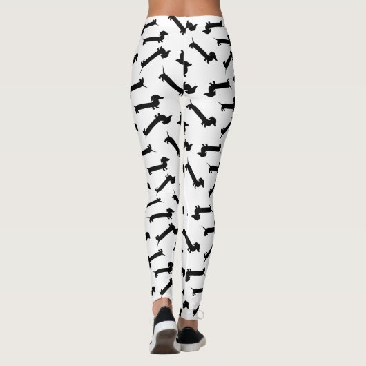 Zwart-wit Dachshund-patroon Leggings (Achterkant)