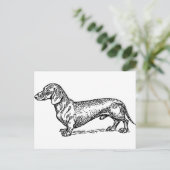 Zwart-wit Dachshund Wiener Dog Briefkaart (Staand voorkant)