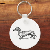 Zwart-wit Dachshund Wiener Dog Sleutelhanger (Voorkant)