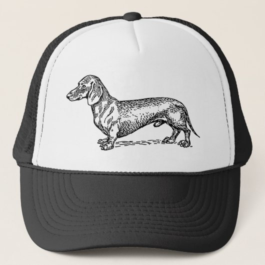 Zwart-wit Dachshund Wiener Dog Trucker Pet (Voorkant)