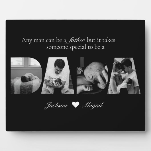 Zwart & Wit Dada 4 Fotocollage Vaderdag Fotoplaat (Voorkant)