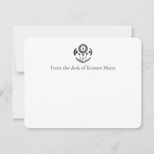 Zwart-wit Daffodil Block Print Platte Kaarten (Voorkant)