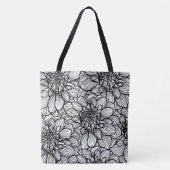 Zwart-wit Dahlia Flower Canvas tas (Voorkant)