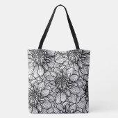 Zwart-wit Dahlia Flower Canvas tas (Achterkant)