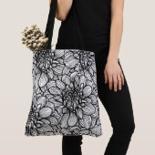 Zwart-wit Dahlia Flower Canvas tas (Dichtbij)