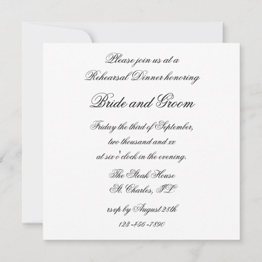 Zwart-wit Dahlia Flower Rehearsal Dinner Kaart (Achterkant)