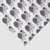 Zwart-wit Dahlia Pattern Tissuepapier (Detail)