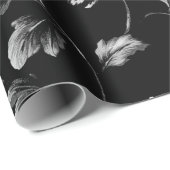 Zwart & Wit  Dahlia's Oversized Bloemen Cadeaupapier (Rol Hoek)