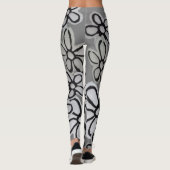 zwart-wit Daisies patroon Leggings (Achterkant)