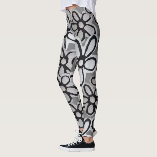 zwart-wit Daisies patroon Leggings (Links)