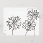 Zwart Wit Daisy Bloem Boeket Tekening Briefkaart (Voorkant / Achterkant)