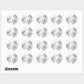 Zwart Wit Daisy Flower Aangepaste naam Ronde Sticker (Vel)