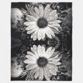 Zwart-wit Daisy Flower Fleece Deken (Voorkant)