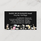 Zwart Wit Daisy Flowers Bakkerij Tools Design Visitekaartje (Achterkant)
