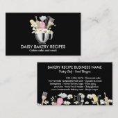 Zwart Wit Daisy Flowers Bakkerij Tools Design Visitekaartje (Voorkant / Achterkant)