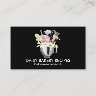 Zwart Wit Daisy Flowers Bakkerij Tools Design Visitekaartje