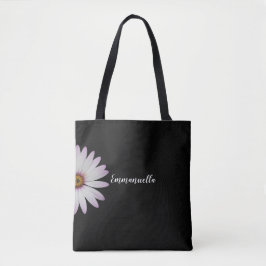 Zwart-wit Daisy gepersonaliseerd Tote Bag