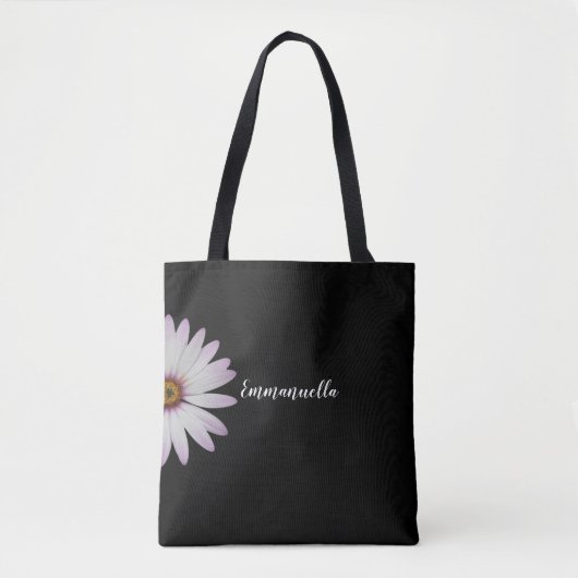 Zwart-wit Daisy gepersonaliseerd Tote Bag (Voorkant)