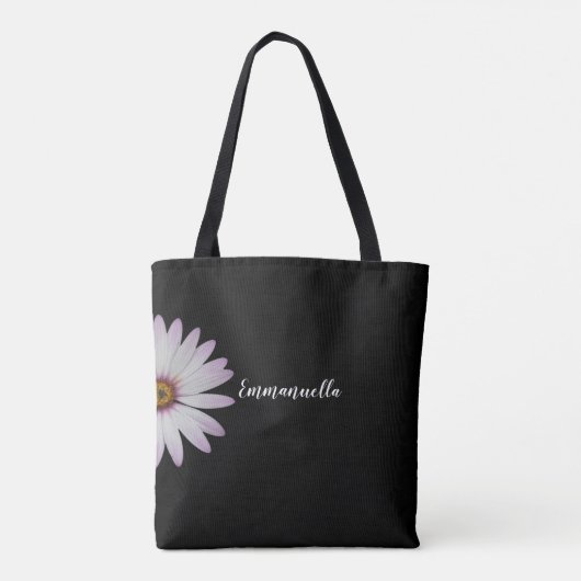 Zwart-wit Daisy gepersonaliseerd Tote Bag (Achterkant)
