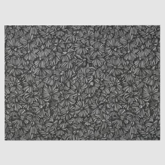 Zwart-wit Daisy Patroon Decoupage Tissuepapier (Voorkant)
