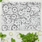 Zwart-wit Daisy Patroon Handdoek (Gevouwen)