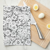 Zwart-wit Daisy Patroon Handdoek (Quarter Fold)