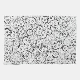Zwart-wit Daisy Patroon Handdoek